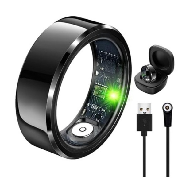 Smart Ring Fitness Tracker with Charging Case Design Size 10